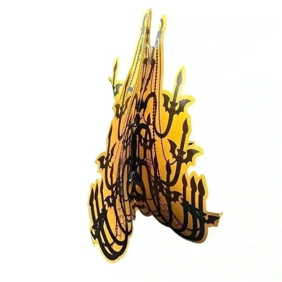 Vintage Halloween Skull Candelabra Cardboard Hanging Decor Spooky Cutout - Picture 7 of 8